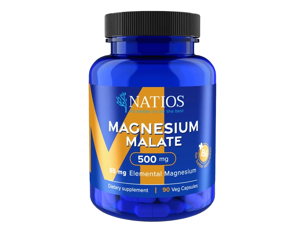 NATIOS Magnesium Bisglycinate 500 mg + B6, (elem. hořčík 100 mg), 90 kapslí
