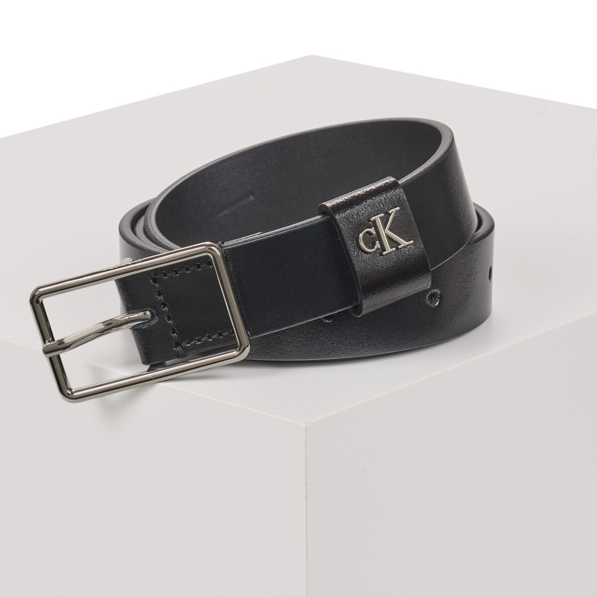Calvin Klein Jeans  SQUARE BUCKLE CK LOOP 25MM BELT  Černá