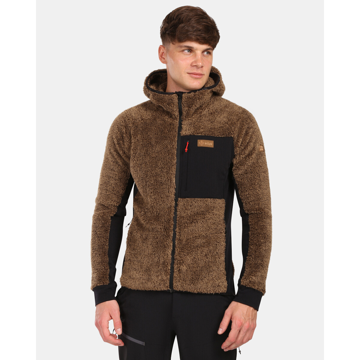 Kilpi  Pánská chlupatá fleecová mikina s kapucí  NORKA-M  Hnědá