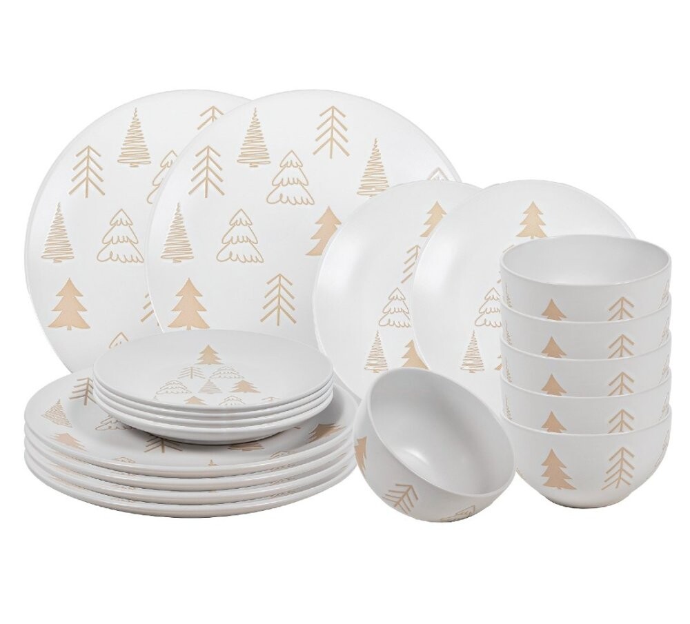 HIT Jídelní sada talířů Vánoční 18 ks White Trees HT-23106422