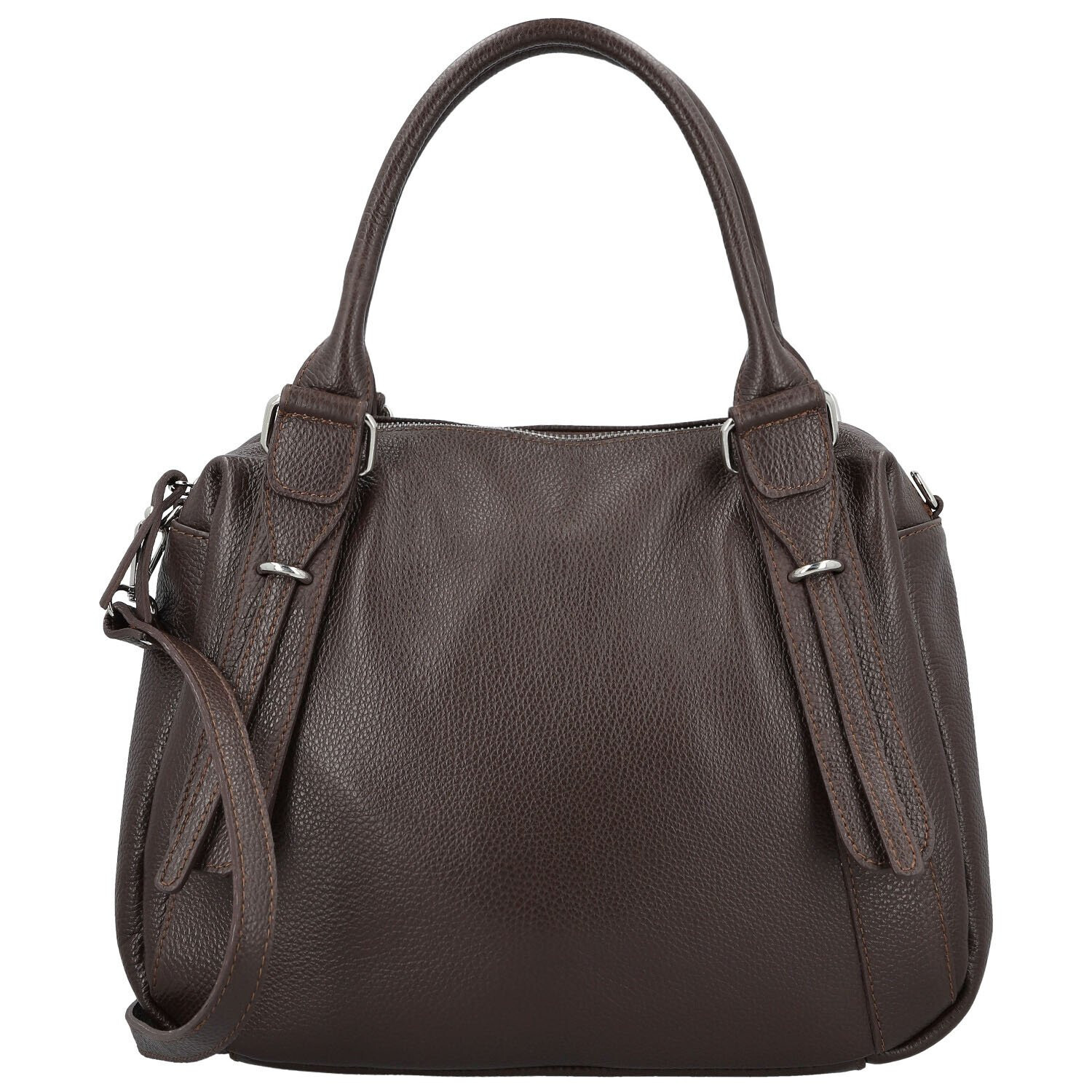 Módní dámská kožená kabelka do ruky Hannah, tmavě hnědá