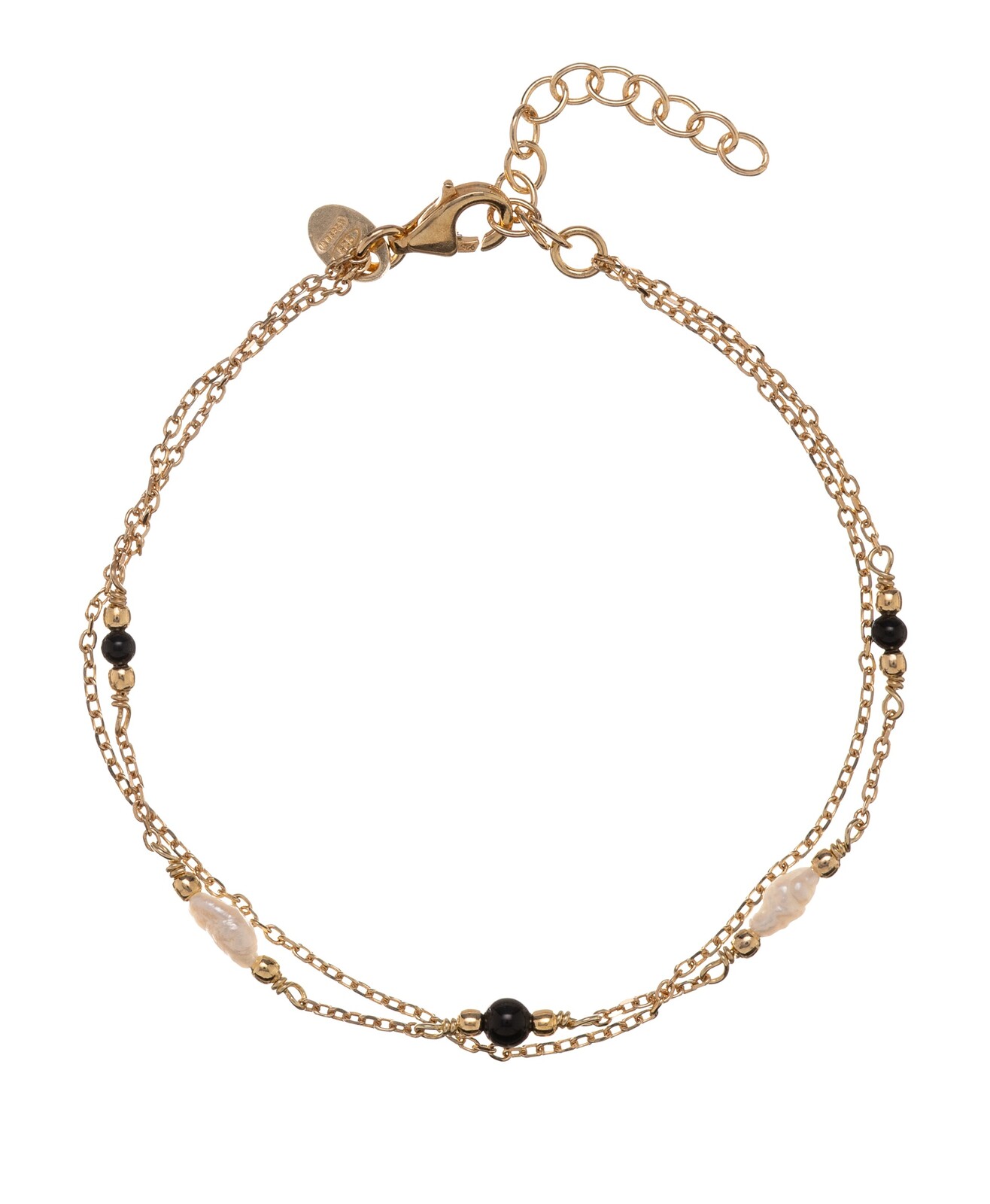 Alisia Dvojitý pozlacený náramek s pravými perlami a achátem AL5254.01.000