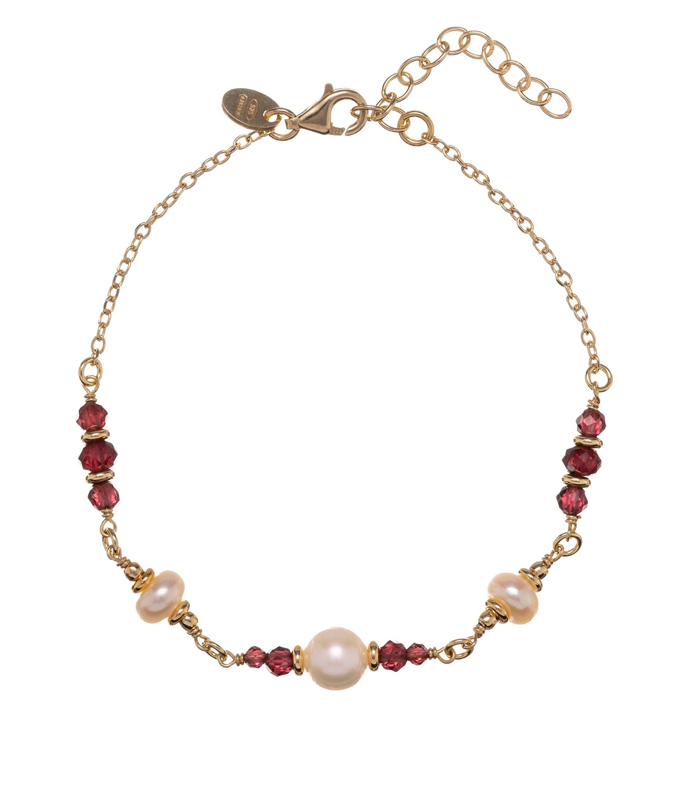 Alisia Úchvatný pozlacený náramek s pravými perlami a granáty AL5182.01.029