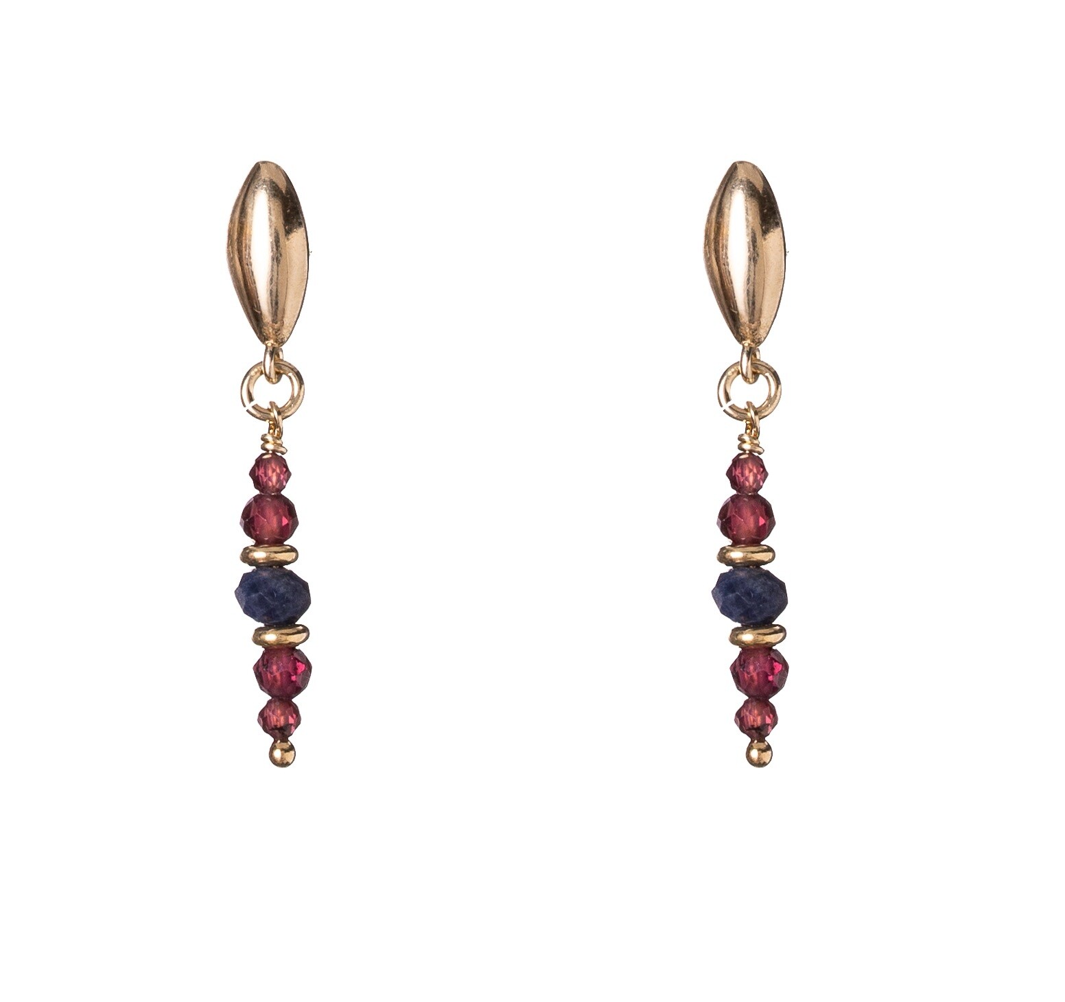 Alisia Visací pozlacené náušnice se safírem a granáty AL5236.01.000