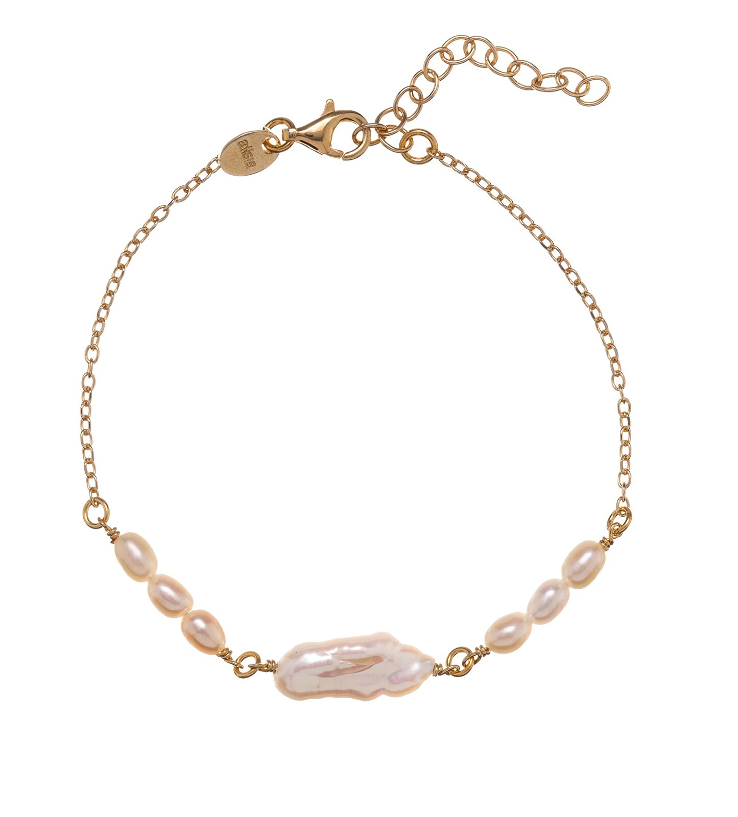 Alisia Půvabný pozlacený náramek s pravými perlami AL5111.01.000