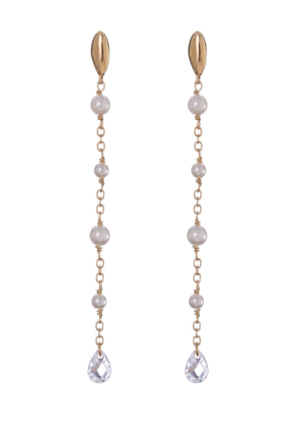 Alisia Dlouhé pozlacené náušnice s umělými perlami a zirkonem AL4924.01.000