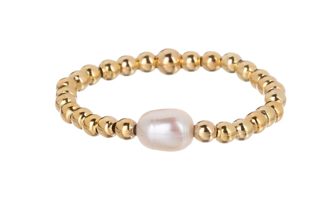 Alisia Pozlacený kuličkový prsten se sladkovodní perlou AL4794.01.000.D 57 mm