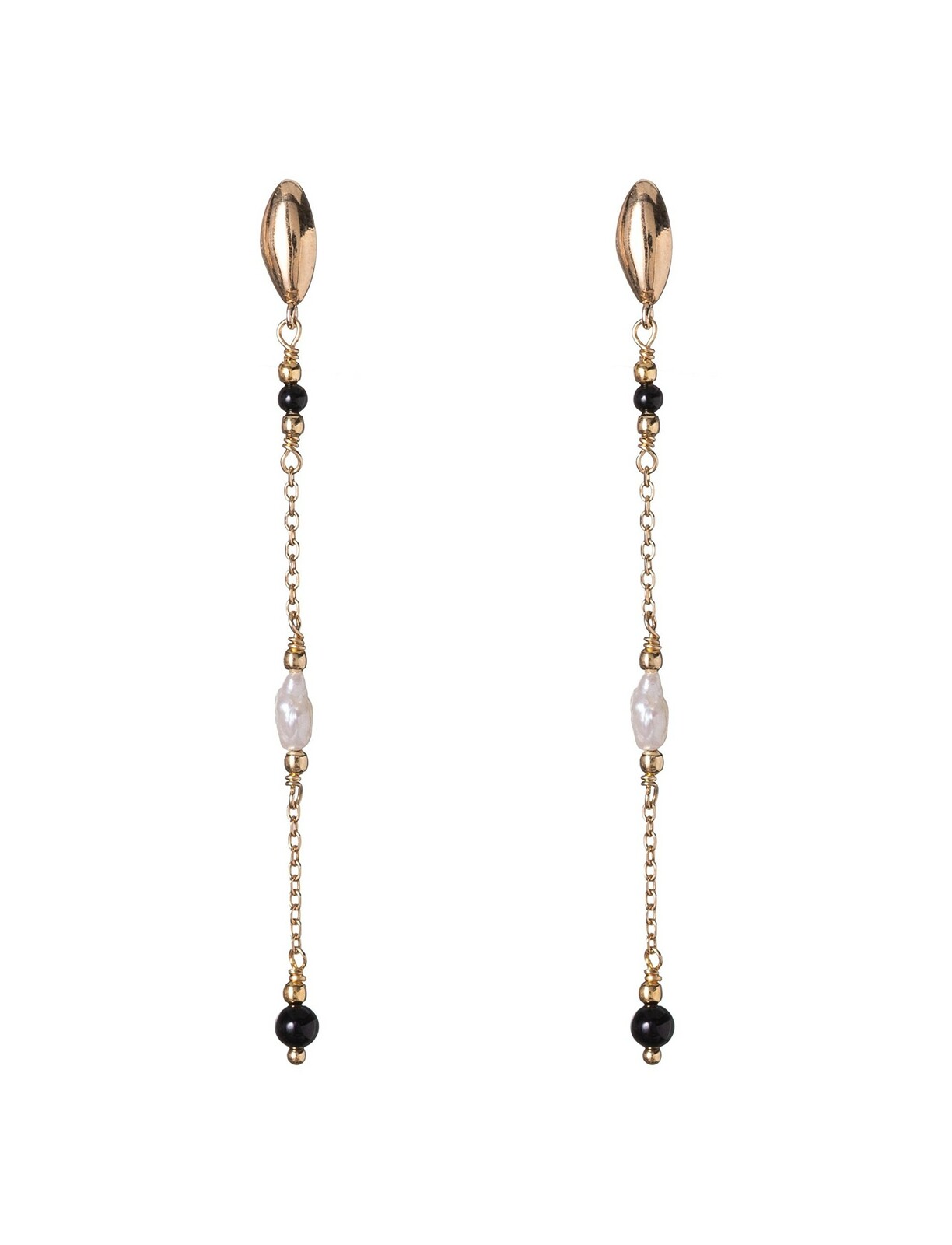 Alisia Dlouhé visací náušnice se sladkovodními perlami a achátem AL5257.01.000