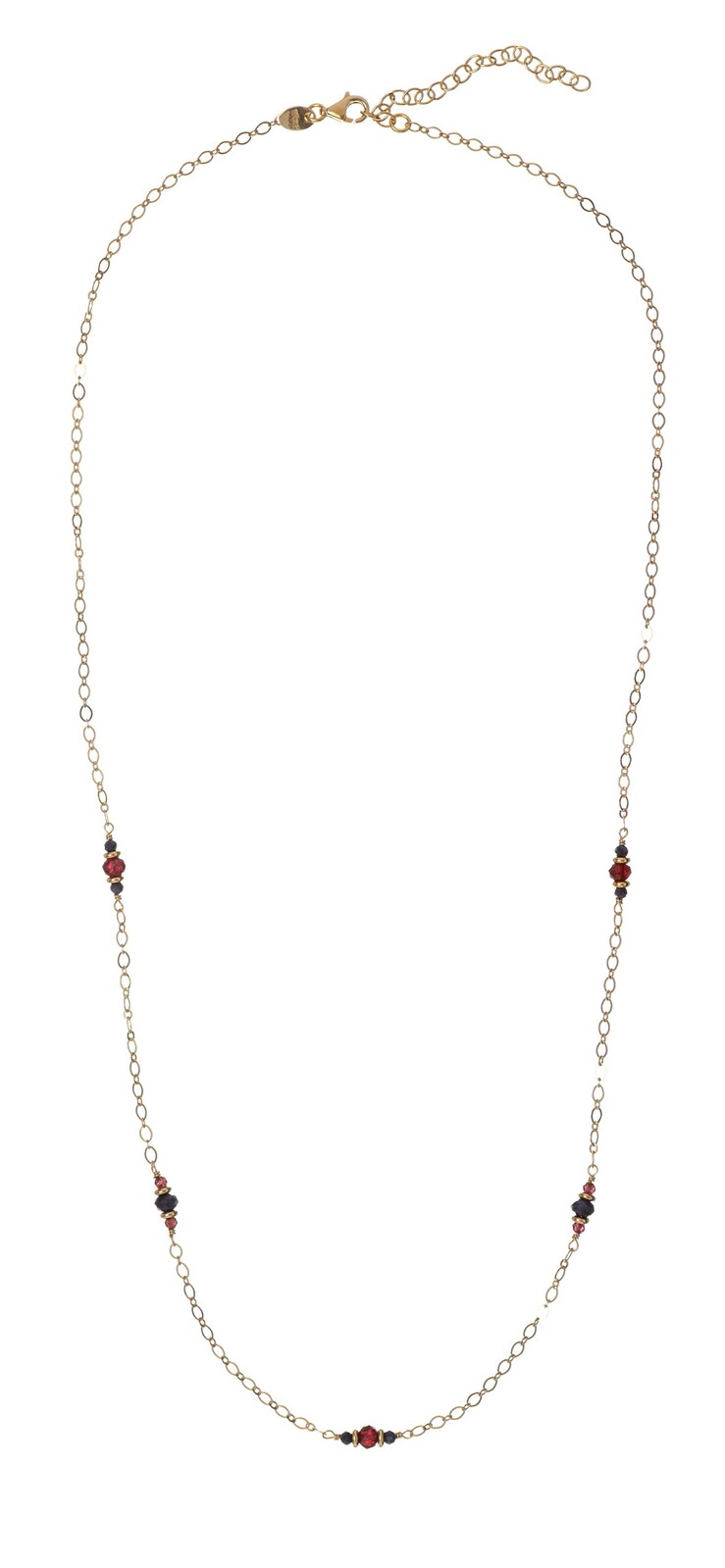 Alisia Pozlacený dámský náhrdelník s granáty a safíry AL5230.01.000