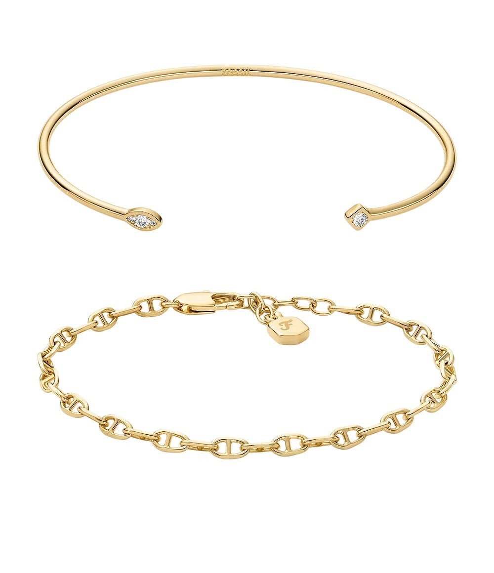 Fossil Slušivý dámský set pozlacených náramků Heritage JA7292SET