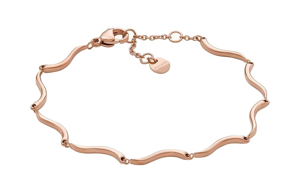 Skagen Slušivý pozlacený náramek pro ženy Wave SKJ1787791