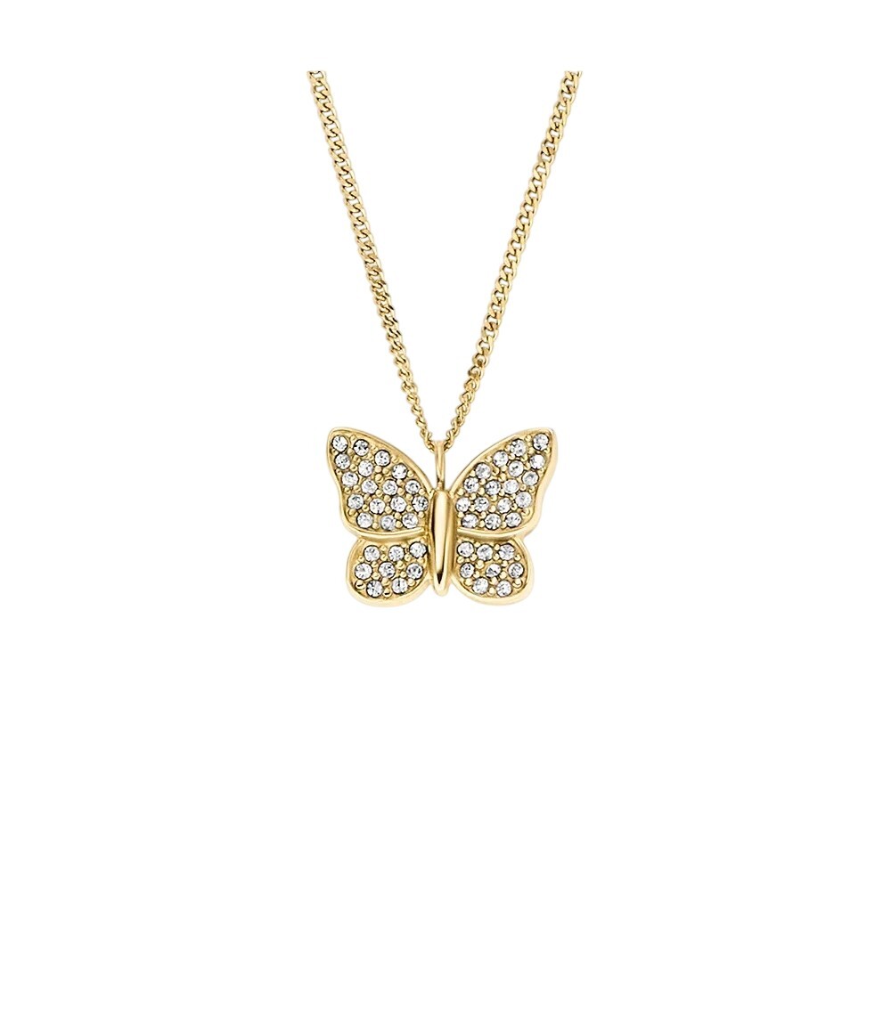 Fossil Elegantní pozlacený náhrdelník s krystaly Motýl JF04920710