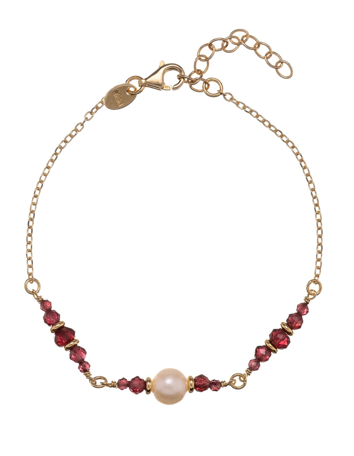 Alisia Dámský pozlacený náramek s pravými perlami a granáty AL5180.01.029