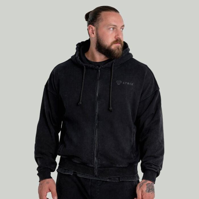 GymBeam STRIX Mikina Zip Washed Black