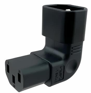 Adaptér vertikálně úhlový IEC C13 female na IEC C14 male, napětí 230V, max.proud 10A kpsr-07