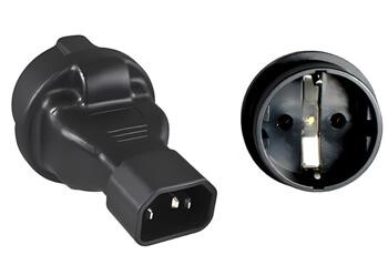 Adaptér IEC C14 male na SCHUKO CEE 7/3 female, napětí 230V, max.proud 10A