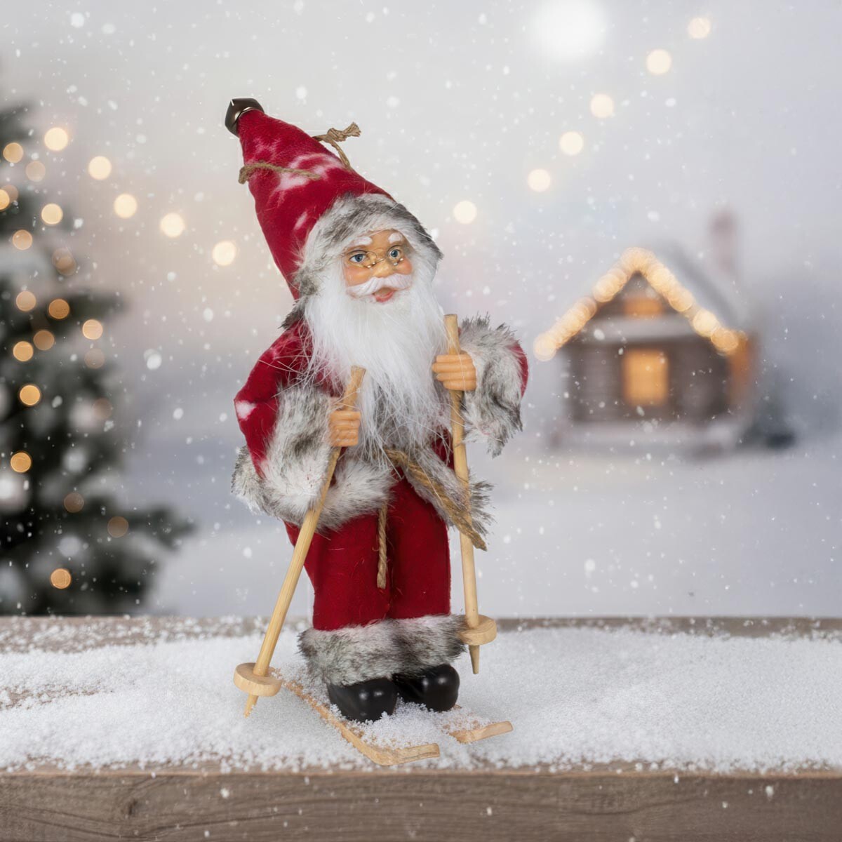 PM Euro Trading Vánoční ozdoba Santa na lyžích