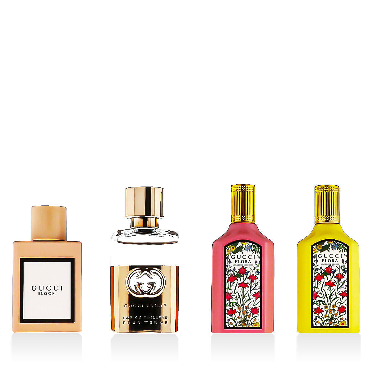 Gucci Mini Set : EDP Flora Gorgeous Orchid 5 ml + EDP Flora Gorgeous Gardenia 5 ml + EDT Guilty Pour Femme 5 ml + EDP Bloom 5 ml pro ženy