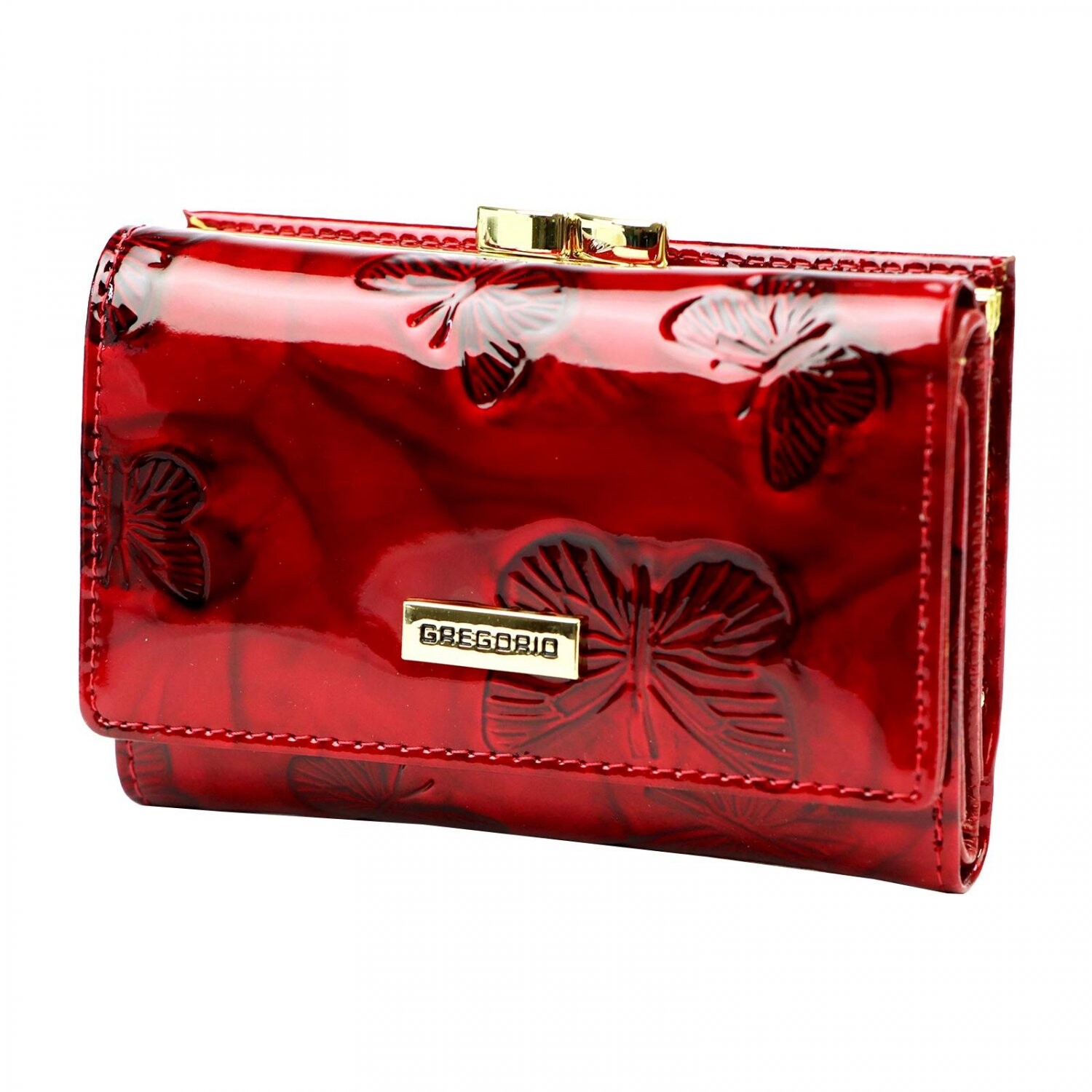 Luxusní dámská kožená peněženka s motýlky Gregorio Sihle, červená