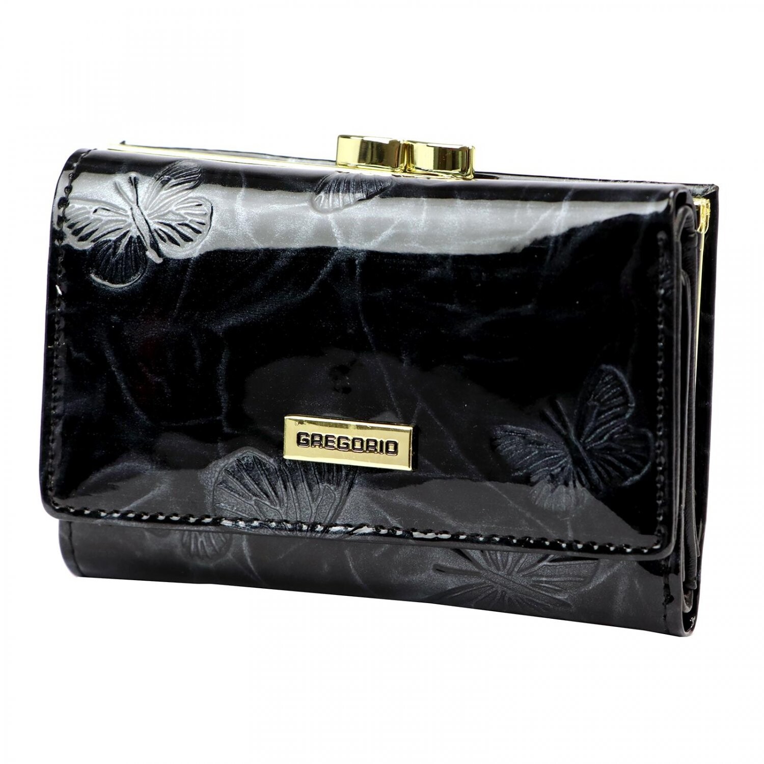 Luxusní dámská kožená peněženka s motýlky Gregorio Sihle, černá