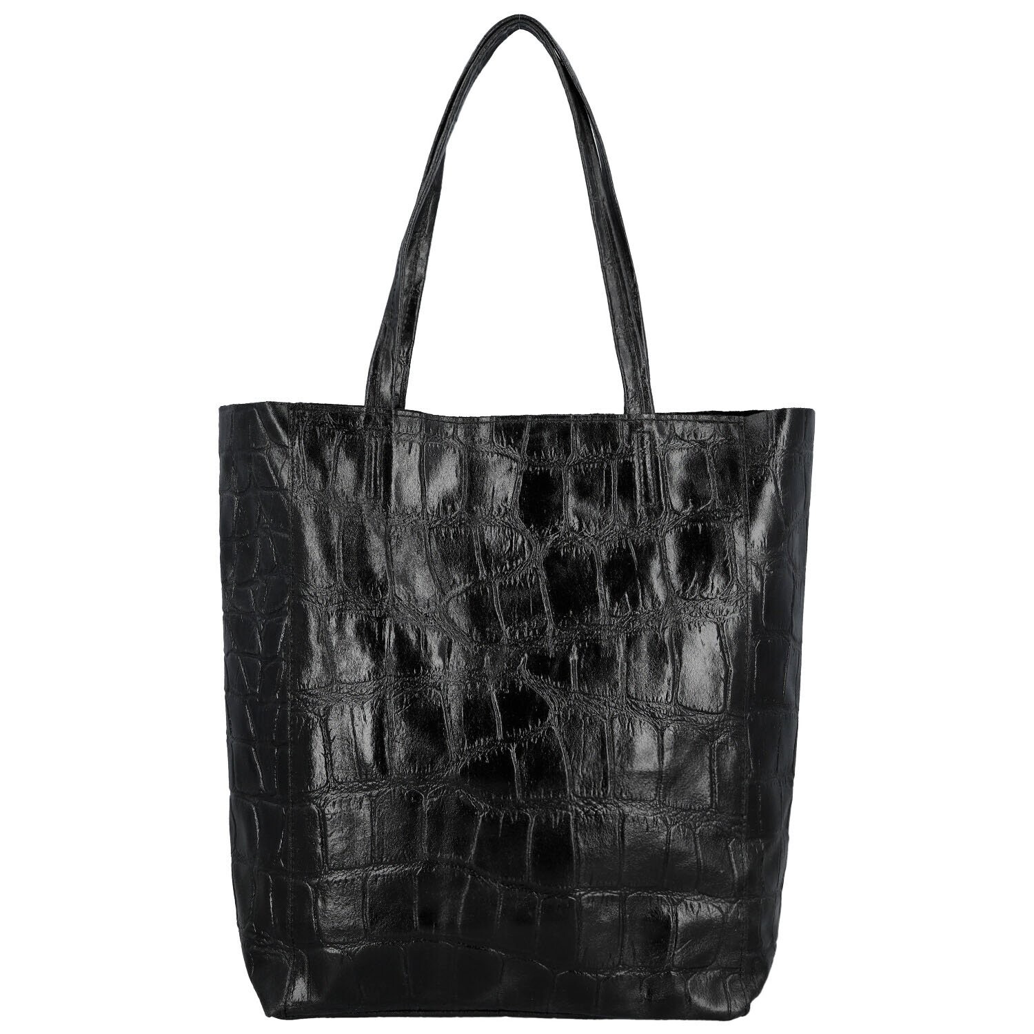 Módní dámská kožená kabelka na rameno Naysa, černá