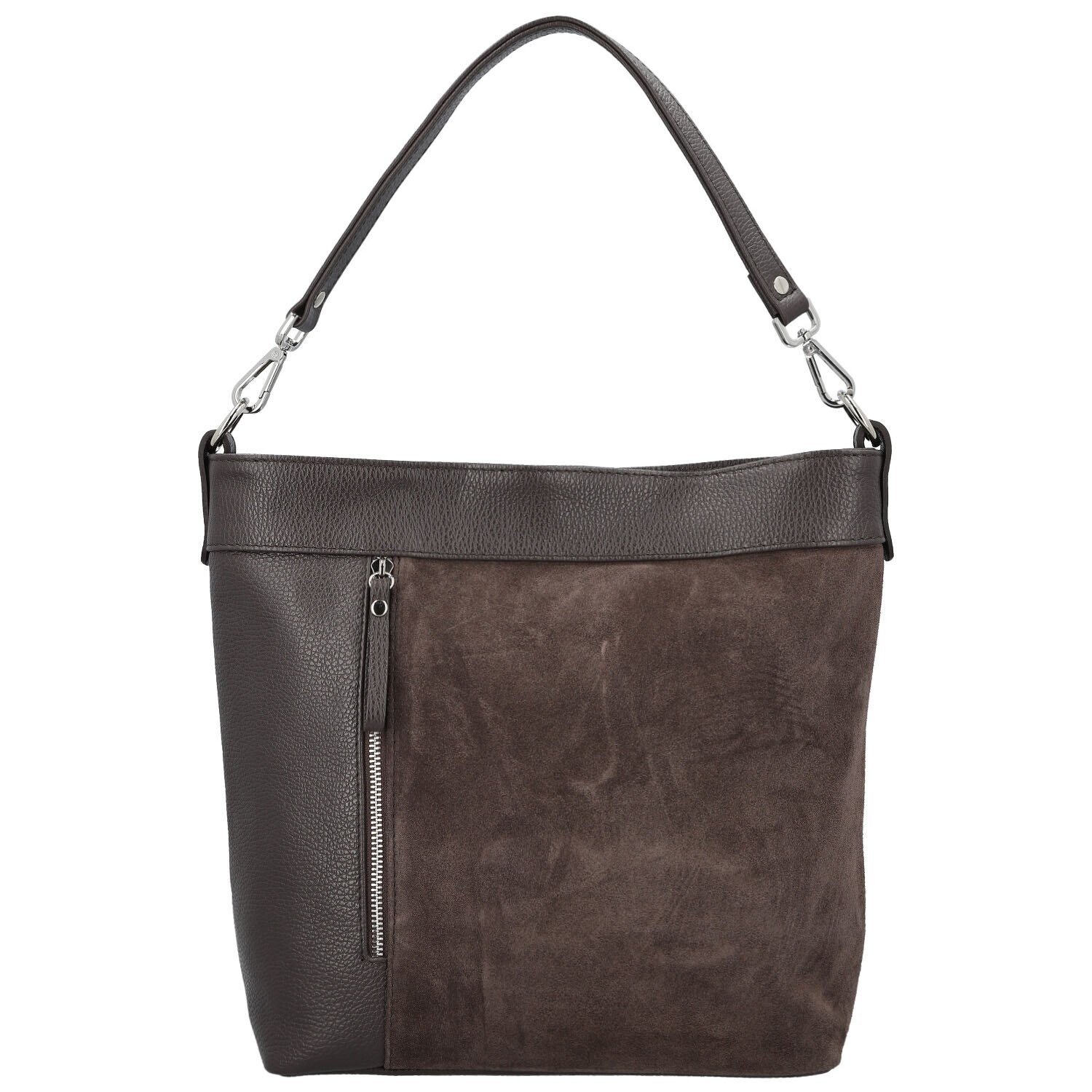 Trendy dámská kožená kabelka na rameno Alyssa, tmavě hnědá
