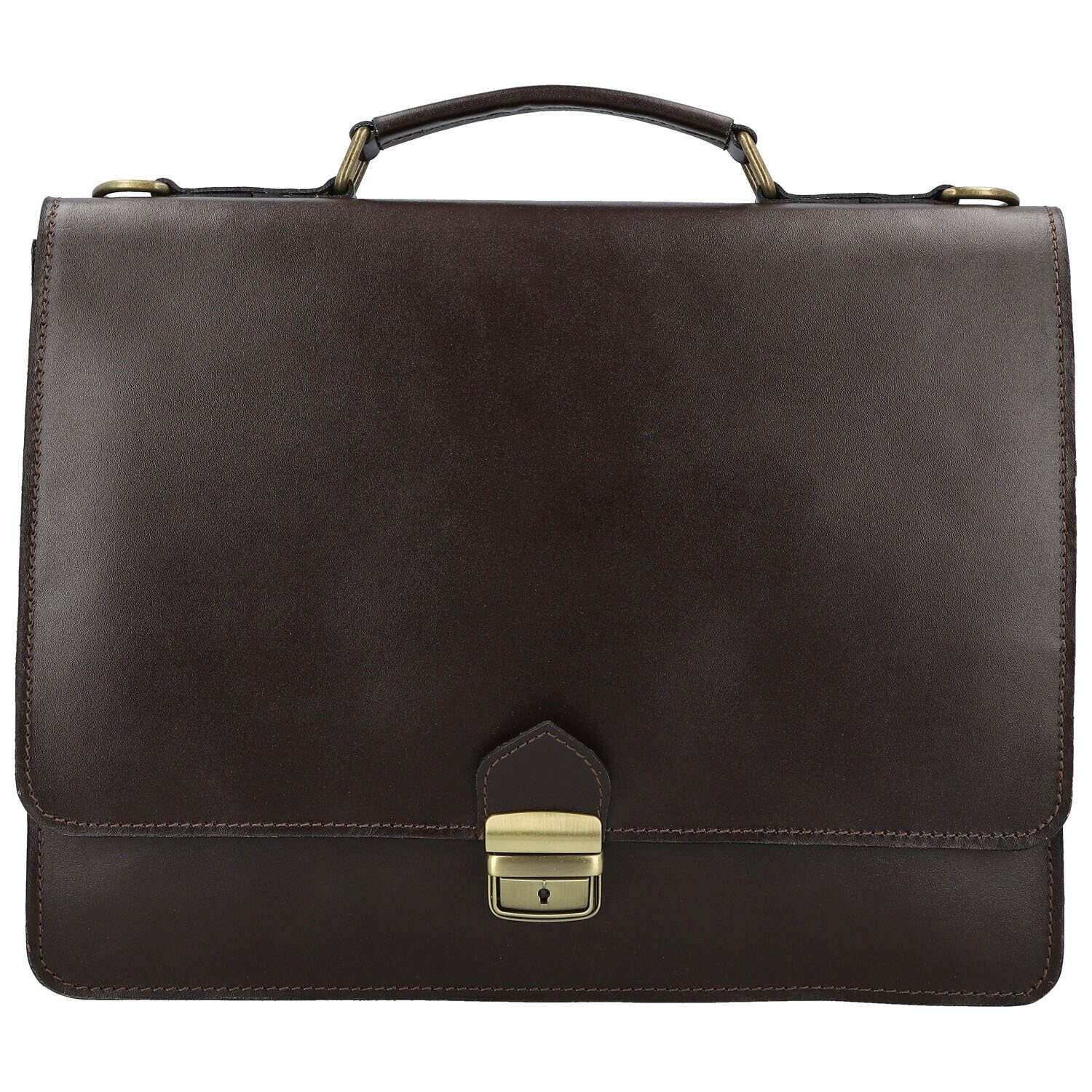 Luxusní pánská kožená aktovka Delami Vera Pelle Castiel, tmavě hnědá
