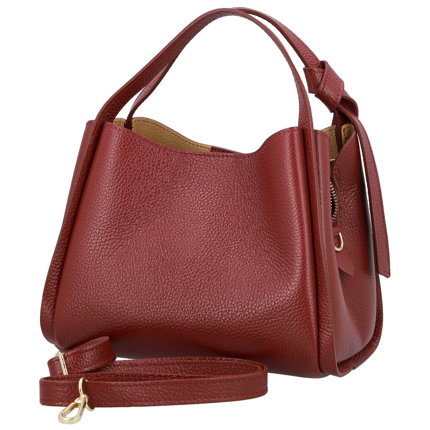 Luxusní dámská kožená kabelka do ruky Roswita, tmavě červená