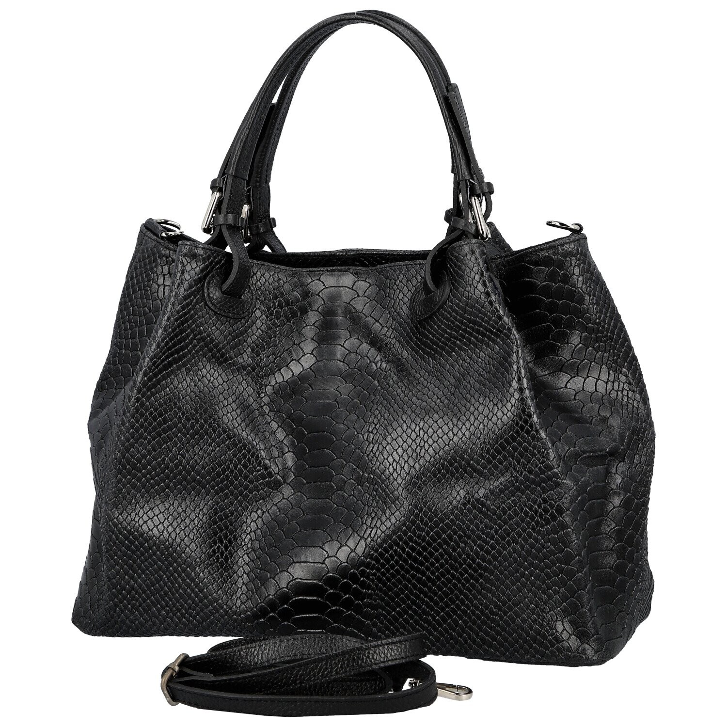 Módní dámská kožená kabelka do ruky Assema, černá