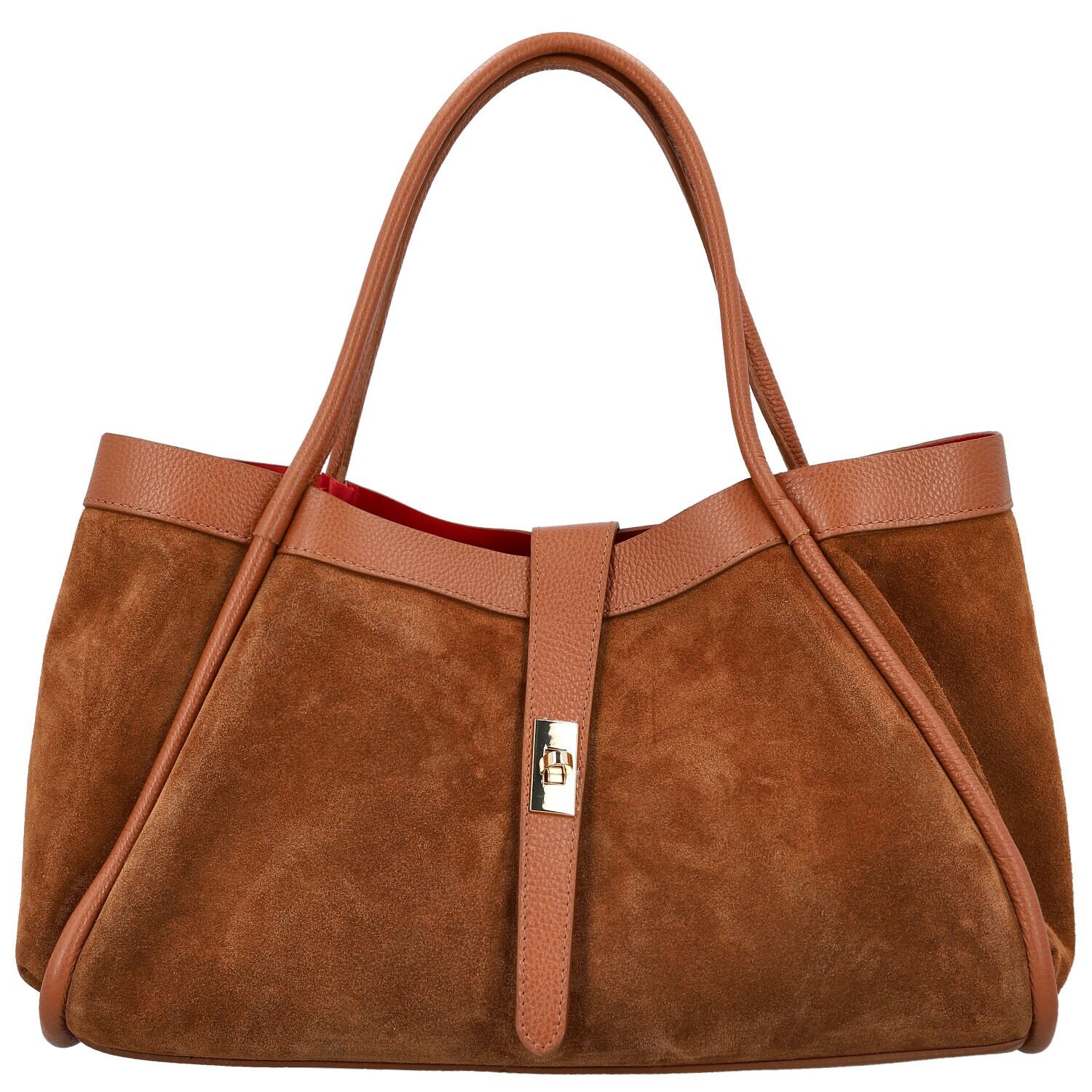 Módní dámská kožená kabelka na rameno Eris, koňaková