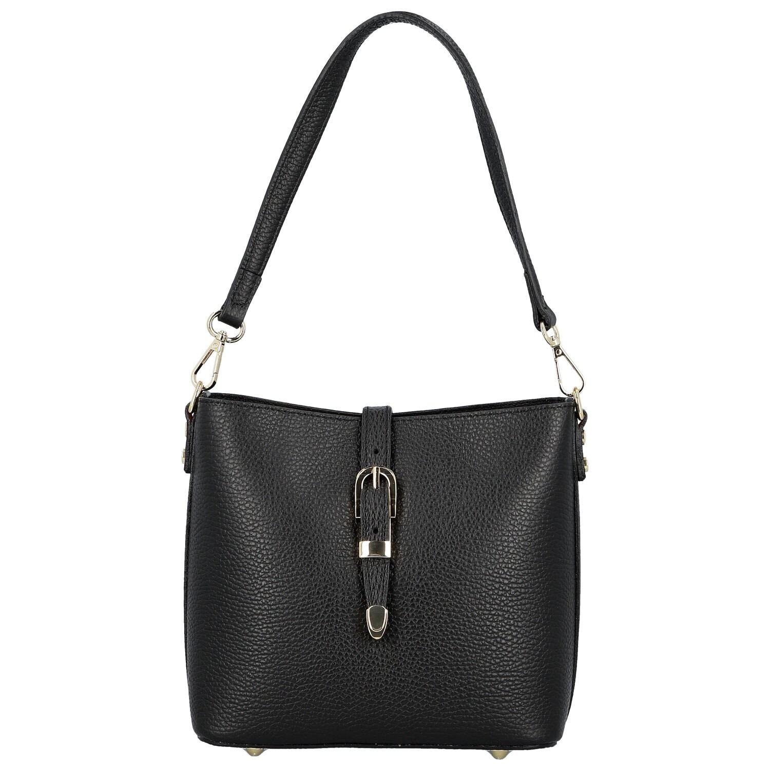 Luxusní dámská kožená kabelka na rameno Bertha, černá