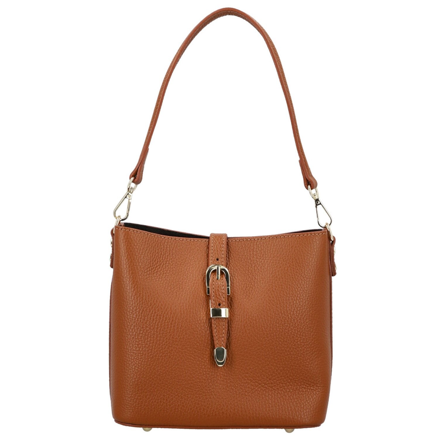 Luxusní dámská kožená kabelka na rameno Bertha, koňaková