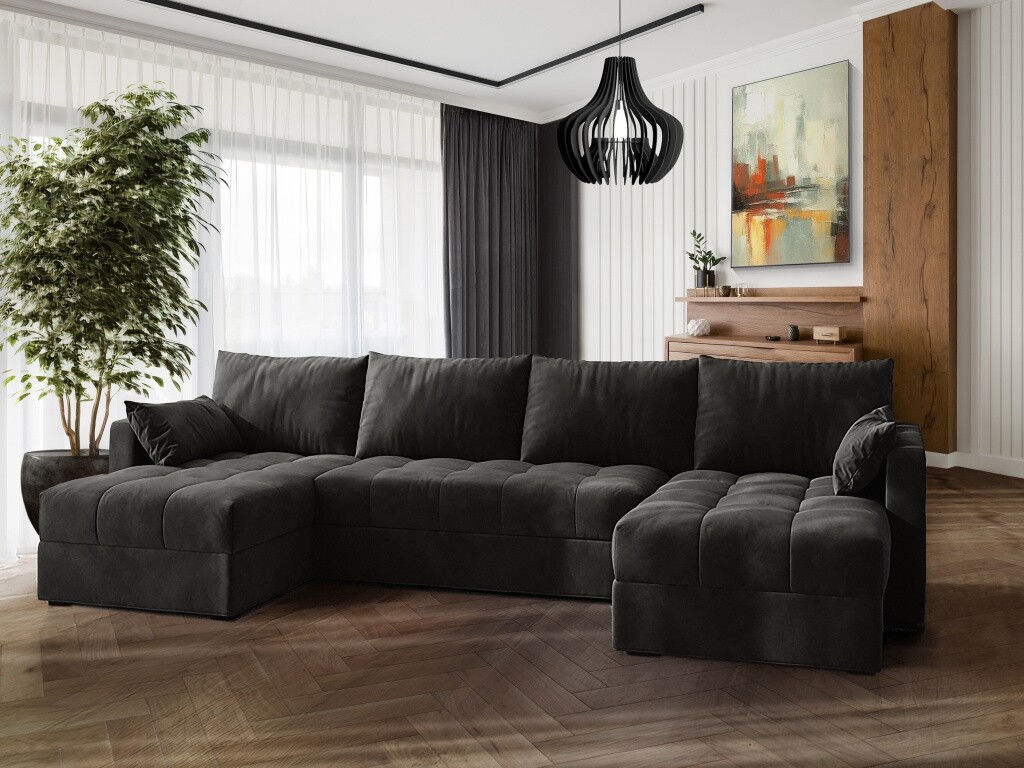 Rohová sedačka HELVEN U, tmavě šedá látka - II. jakost, POUZE OSOBNÍ ODBĚR