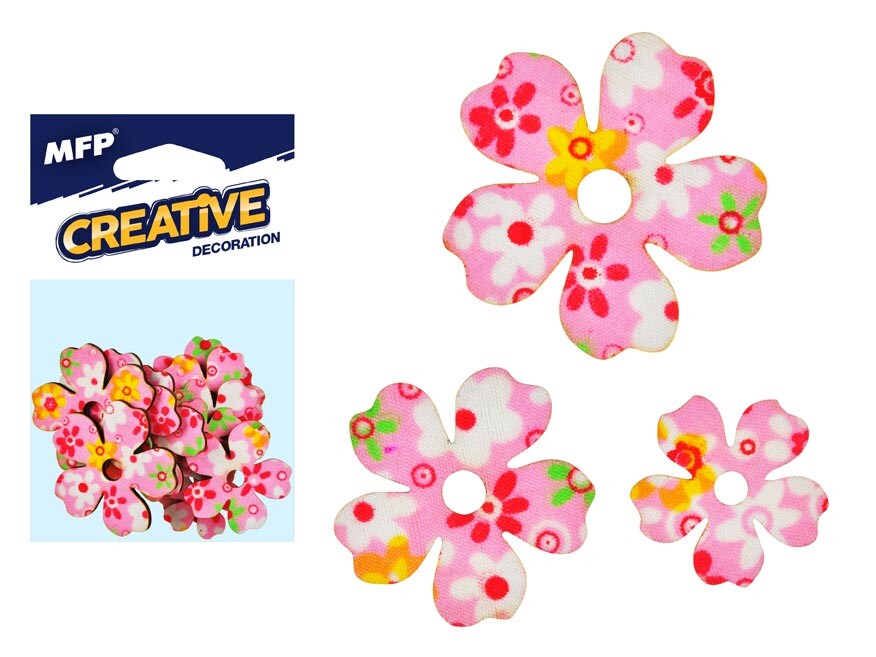 MFP 2221446 Dekorace květina růžová 12ks -5,4,3cm