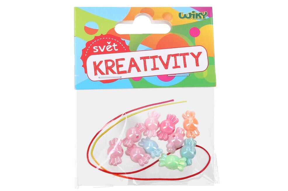 Wiky Korálky W018302 barevné s provázkem
