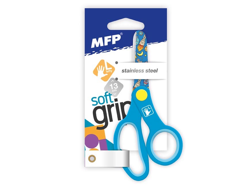 MFP 5010136 Nůžky 13cm pro leváky potištěné E17 left modré