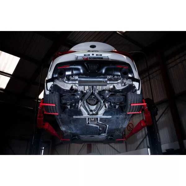 Klapkový GPFback výfuk Toyota Supra A90 3.0T 2019-2024 Scorpion Exhaust - Bez rezonátoru / Keramické Daytona koncovky