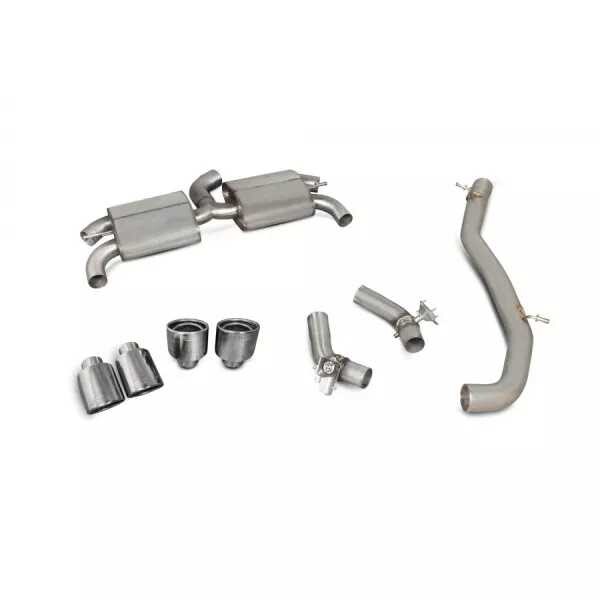 Klapkový Cat-back výfuk Audi TTS (8S) Coupe 2.0 TFSI Scorpion Exhaust - bez rezonátoru / 4 leštěné koncovky