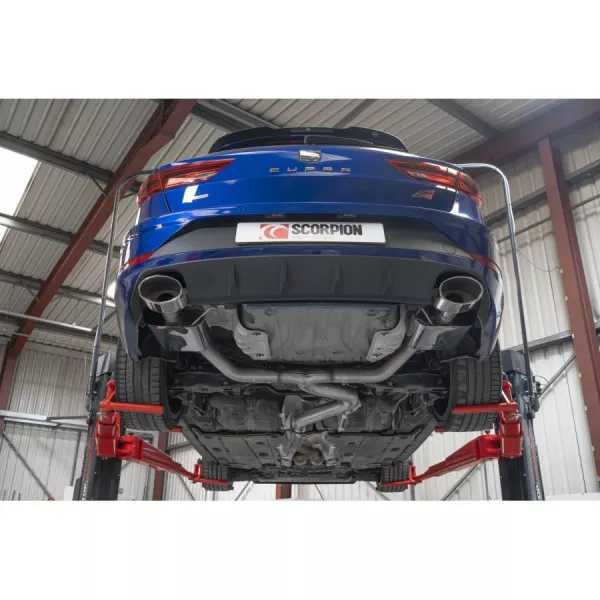 GPF-back výfuk SEAT Leon Cupra ST Mk3 4Drive Scorpion Exhaust - Bez rezonátoru / leštěné koncovky EVO