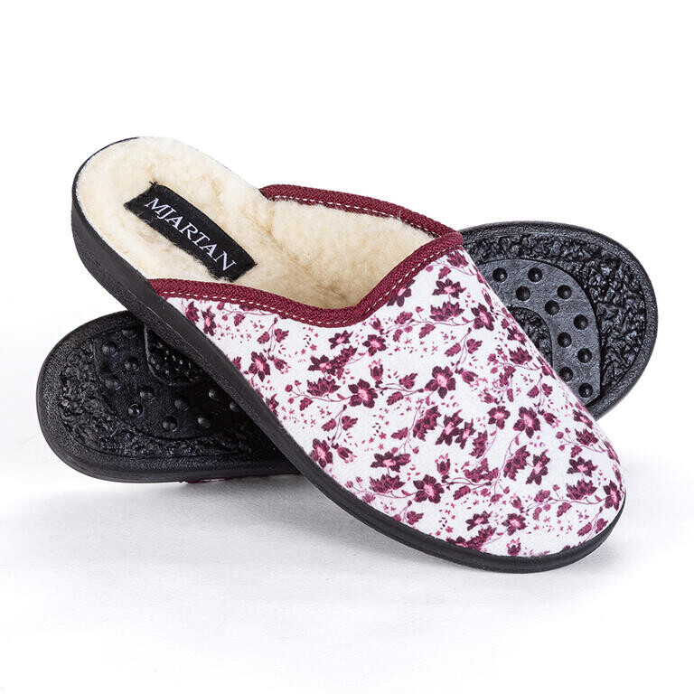 Dámské domácí zateplené pantofle Vínové květy