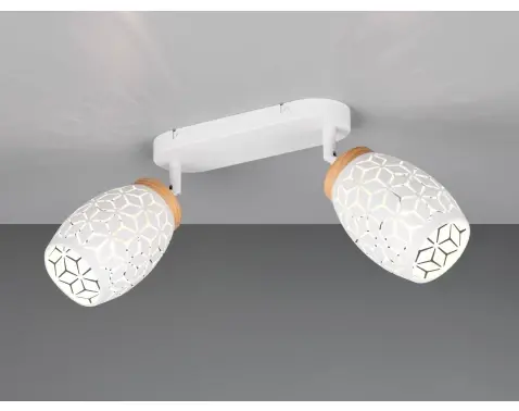 Stropní/nástěnné osvětlení Bidar, bílý kov/dřevo