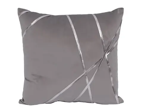 Dekorační polštář Vanessa 45x45 cm, stříbrný s pruhy