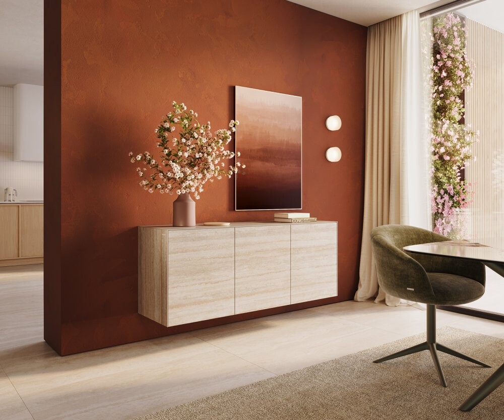 Komoda Cuor 150 cm keramika Laminam® Travertino Bianco krémově bílá 3