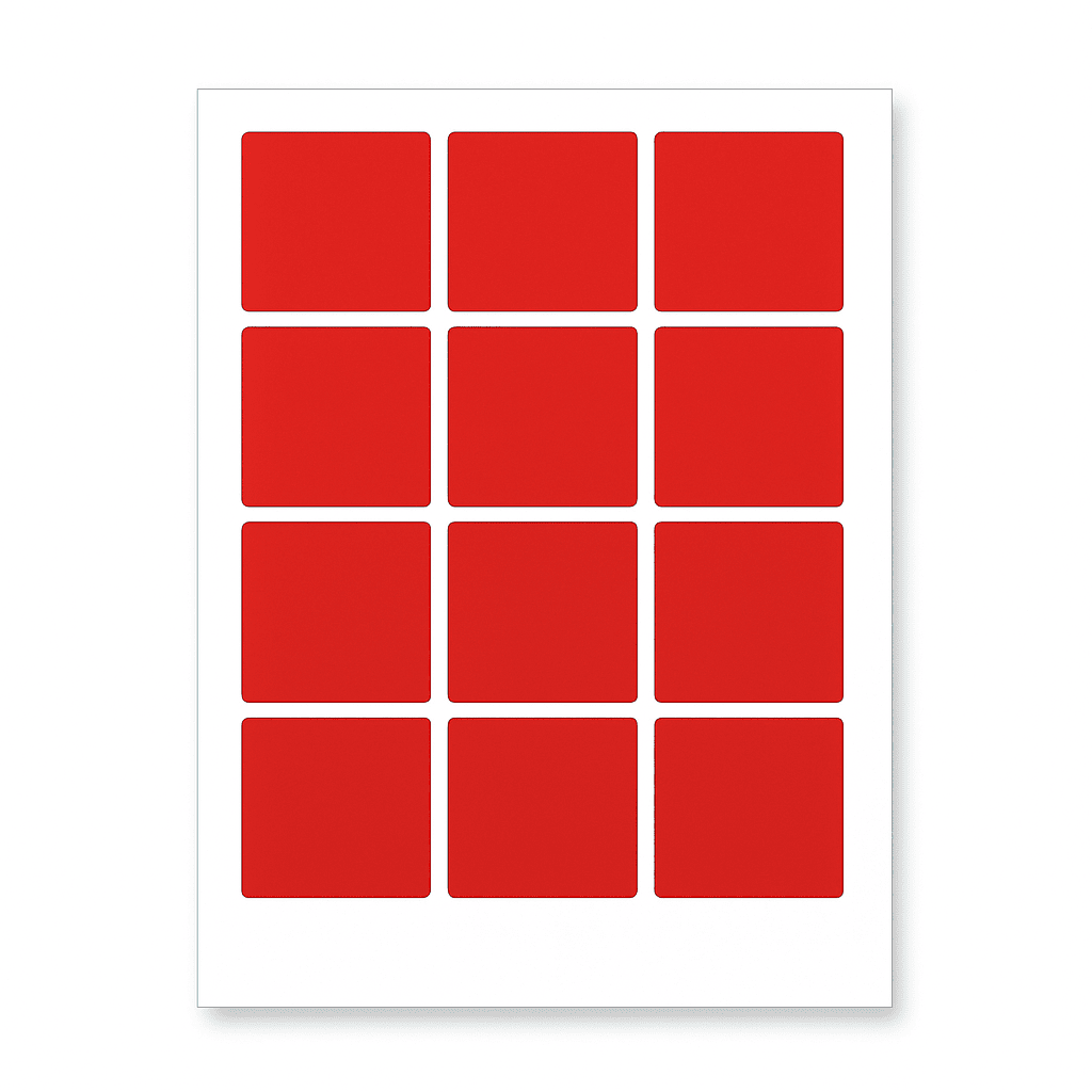 Samolepicí etikety 60 x 60 mm, 12 etiket, A4, 20 listů, červené