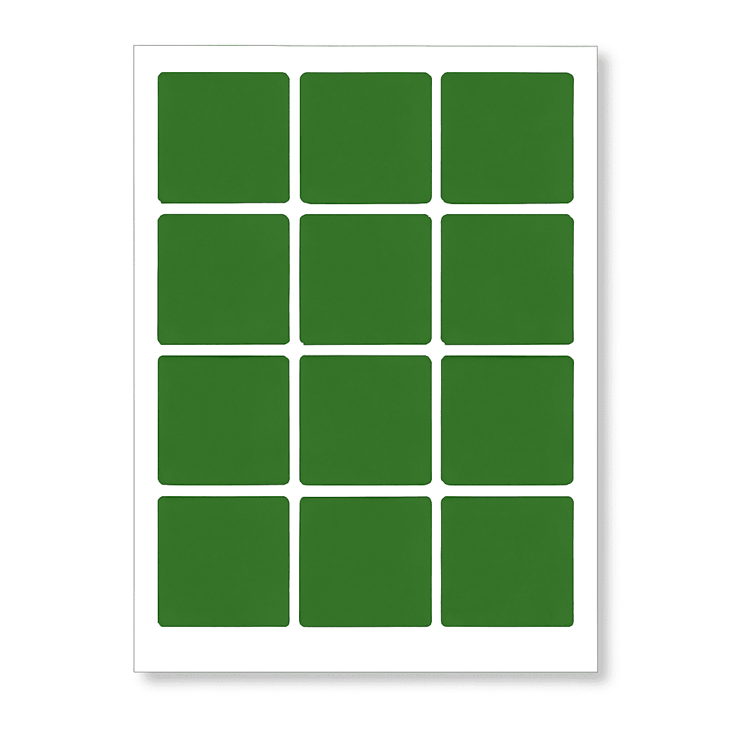 Samolepicí etikety 60 x 60 mm, 12 etiket, A4, 20 listů, zelené