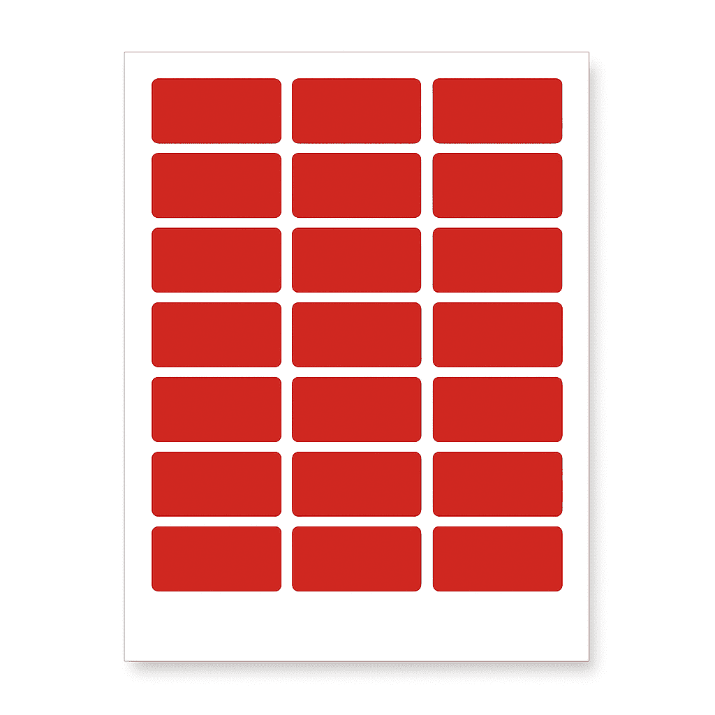 Samolepicí etikety 63,5 x 29,6 mm, 27 etiket, A4, 20 listů, červené