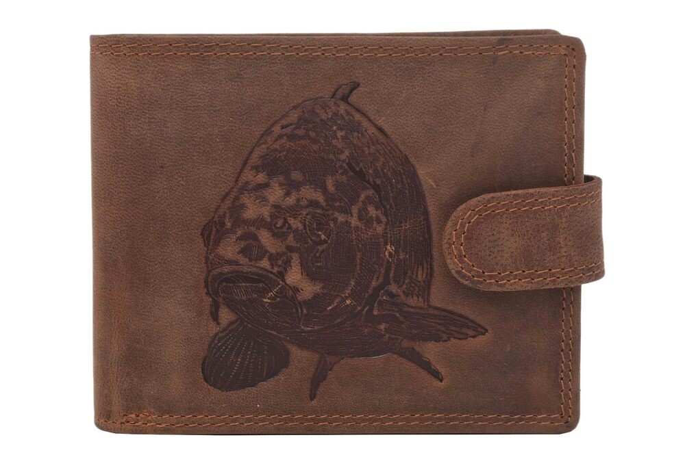 Mercucio Pánská peněženka Kapr hlava Embos světlehnědá