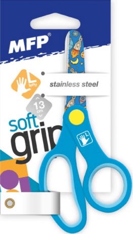 Nůžky 13cm pro leváky potištěné E17 left modré