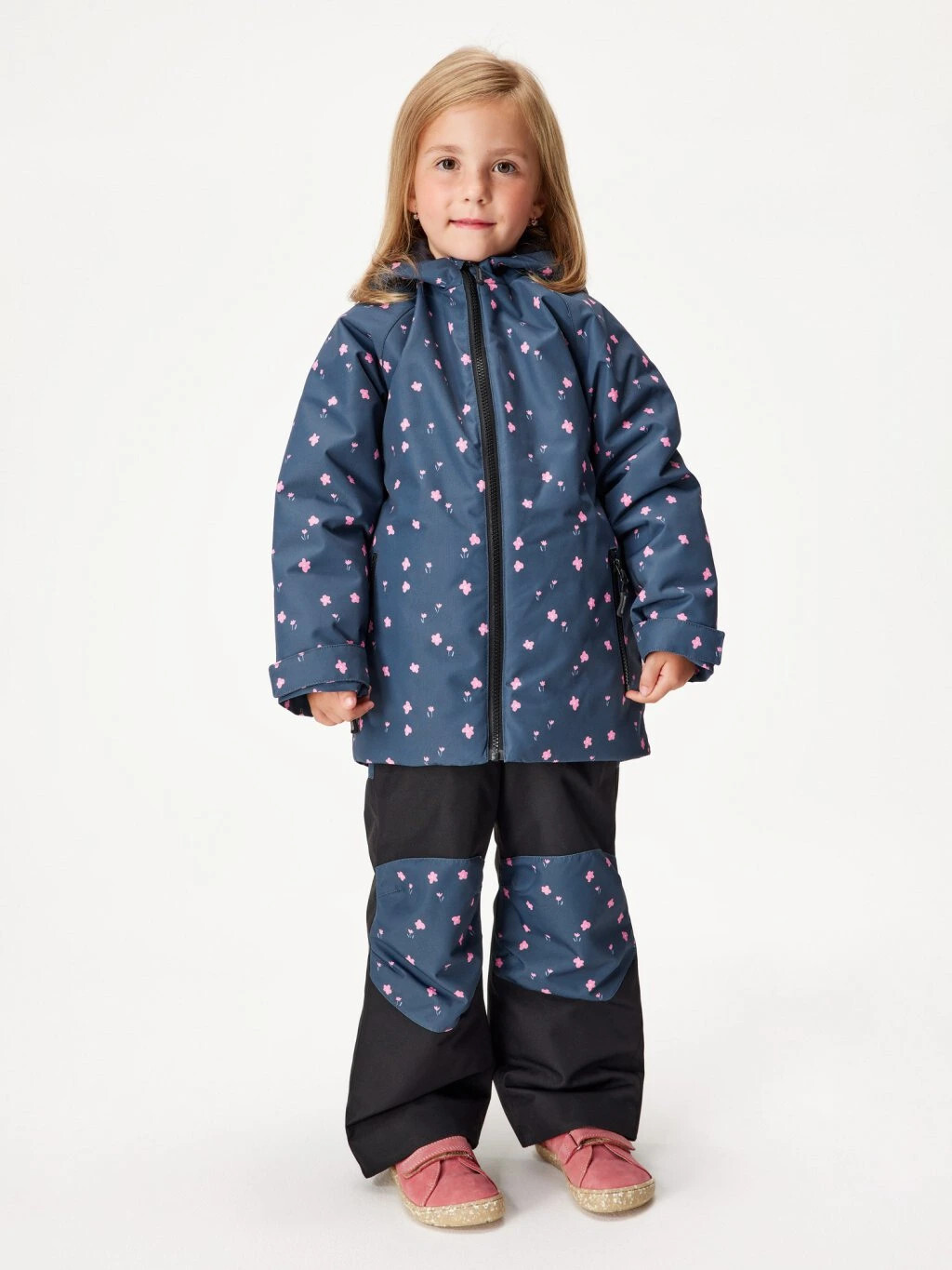 Zimní rostoucí oteplovačky Polar, Černá, Květiny - vel. 92/98