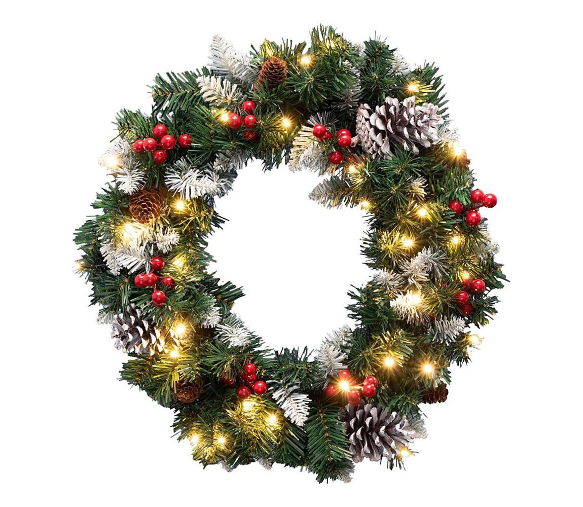 LED Vánoční věnec 35xLED/3xAA 8 funkcí pr. 45 cm IP44 teplá bílá 5005610